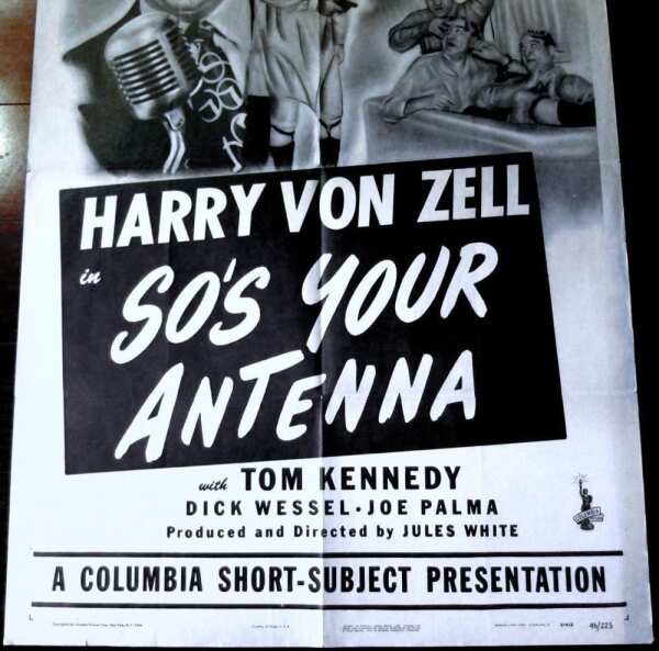 SOS Your Antenna (1946) 1 SH Poster Xtra Rare Radio Short Signed By Harry Von Zell - Image 3