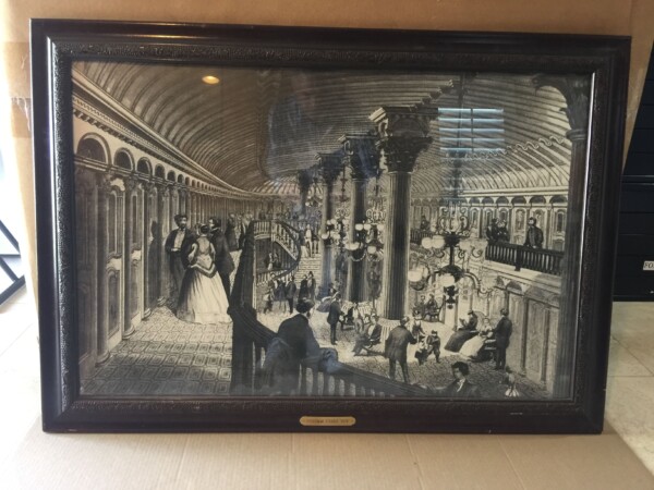 Steel Engraving Of Interior Of Steamer Daniel Drew - Steel Engraving (1876) US Advertising Poster - Great Vintage Frame