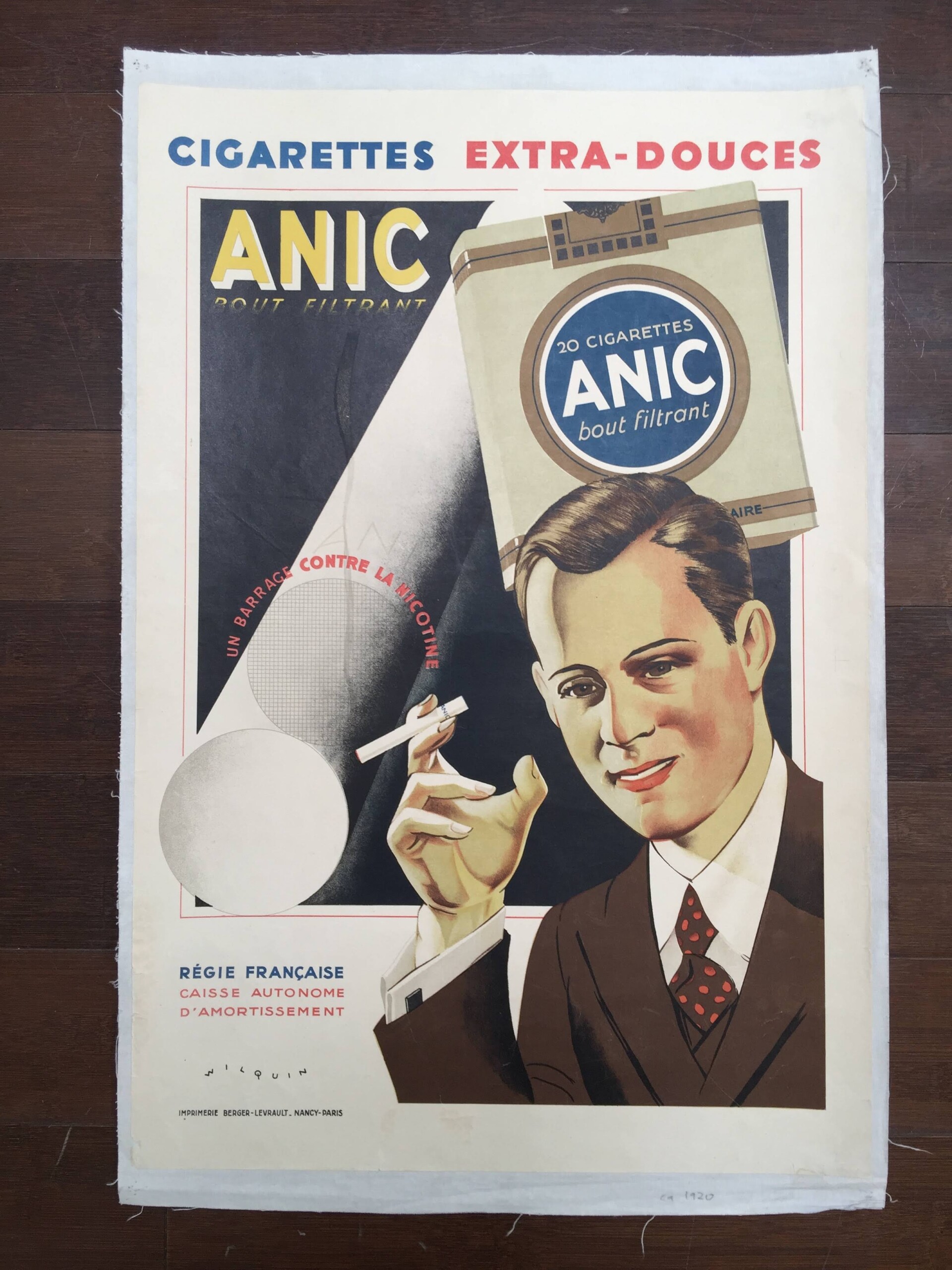 Anic Cigarettes - Art By Wilquin (1920) 15.75x23.5 French Advertising Poster LB