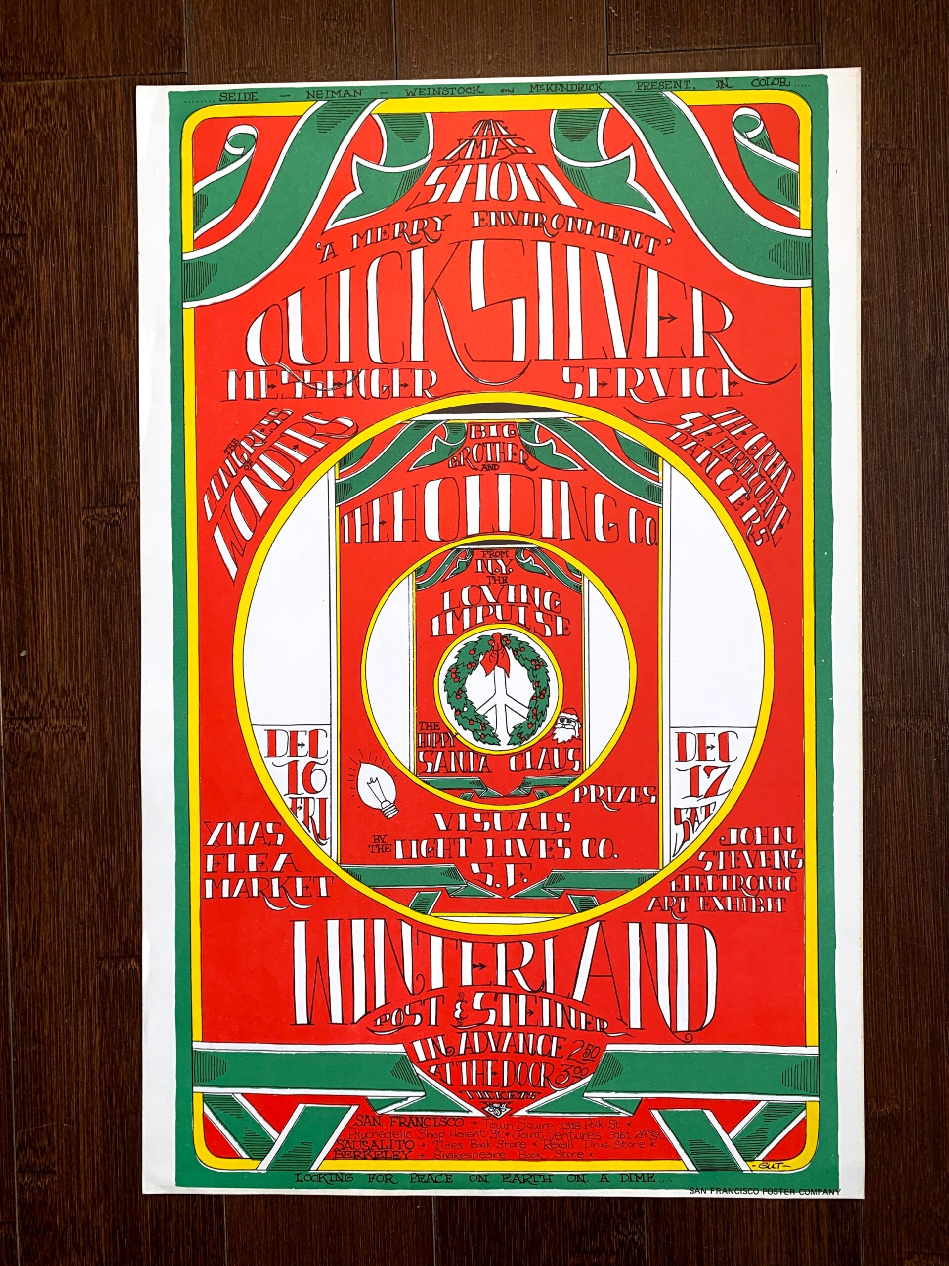 Quicksilver Winterland (Dec 16, 1967) 12.75x20 US Concert Poster 1st And Only Printing