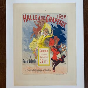 Halle Aux Chapeaux - Very Rare - Art By Cheret (1892) 15.25x18.75 French Lithograph LB
