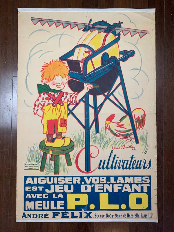 P.L.O. Cultivateur (1922) 31 1/4" X 46 1/4" French Advertising Poster LB