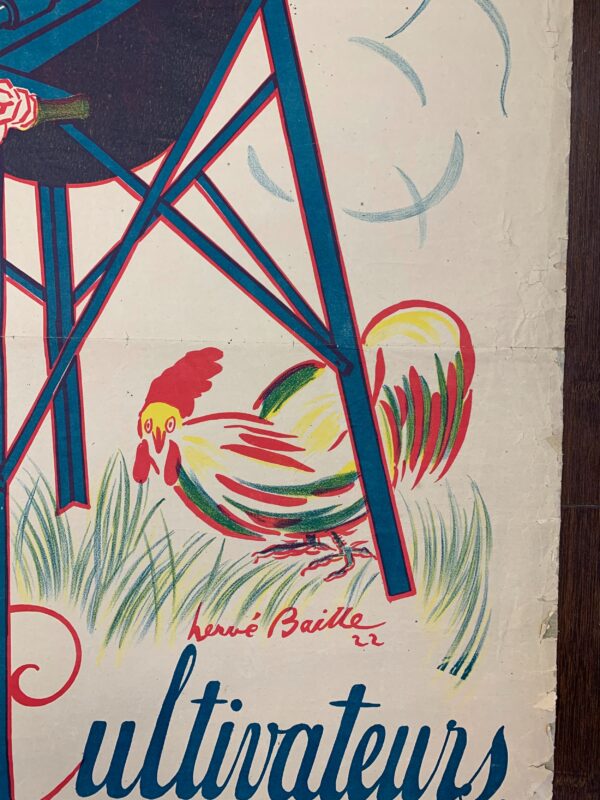 P.L.O. Cultivateur (1922) 31 1/4" X 46 1/4" French Advertising Poster LB - Image 4