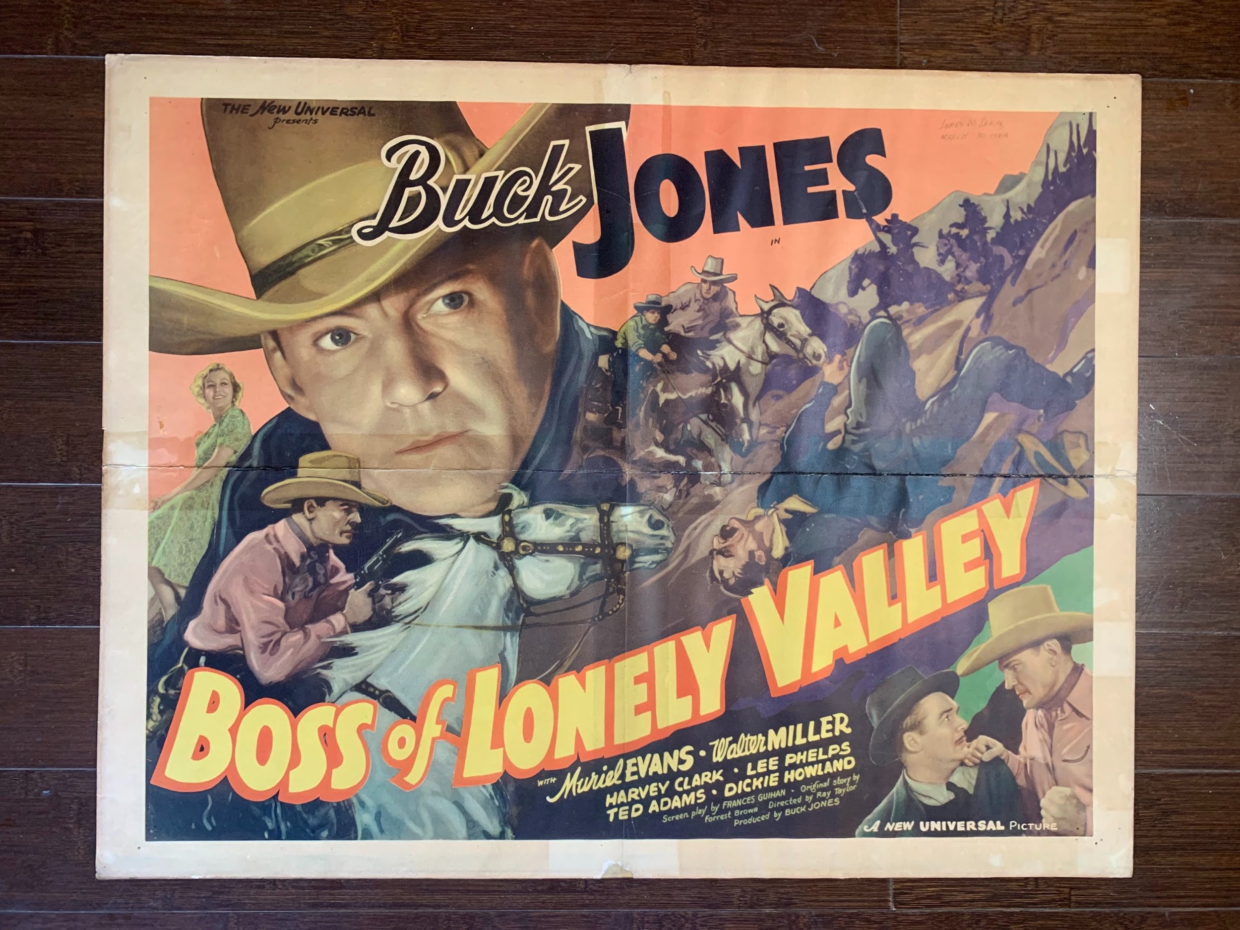 Boss Of Lonely Valley - Rare Buck Jones (1937) US Half Sheet Movie Poster