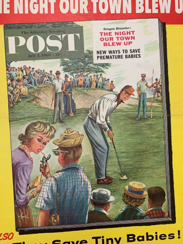 22x28 1960 Newstand Poster Saturday Evening Post - Art By Constantin Alajalov distracted Pro Golfer - Image 4