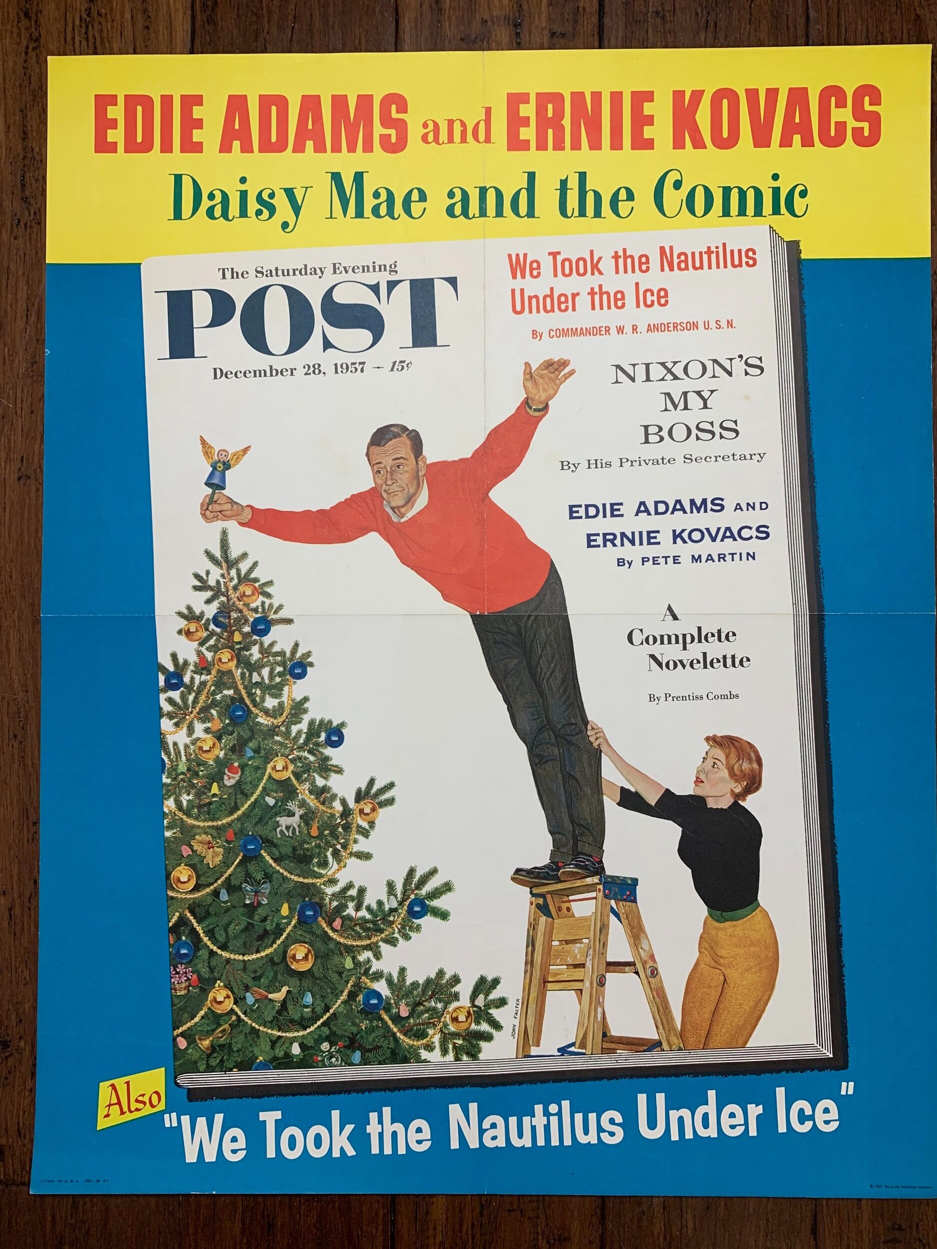 22x28 1957 Newstand Poster Saturday Evening Post - Art By John Falter topping The Tree