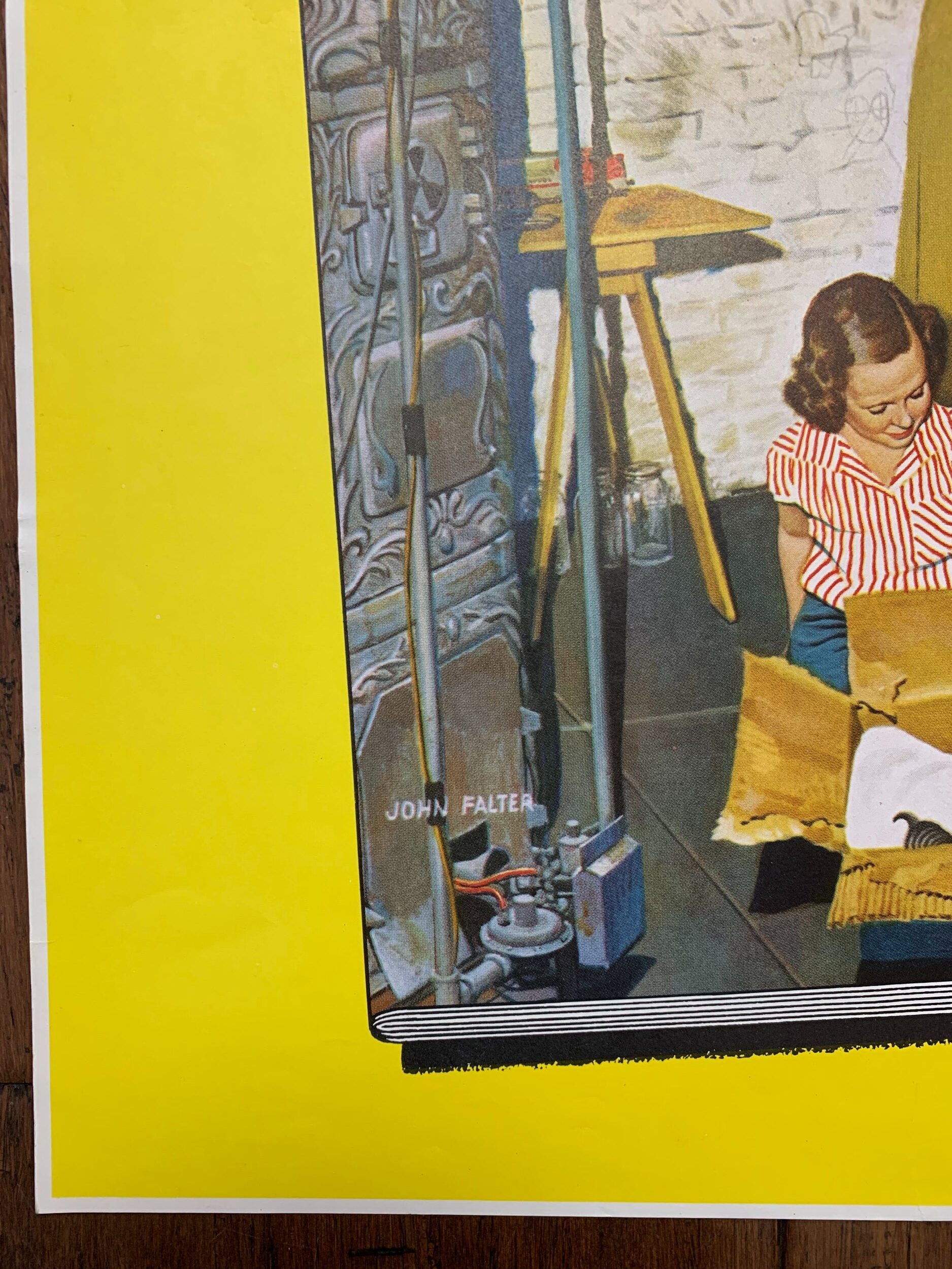 22x28 1955 Newstand Poster Saturday Evening Post - Art By John Falter kittens In The Basement - Image 3