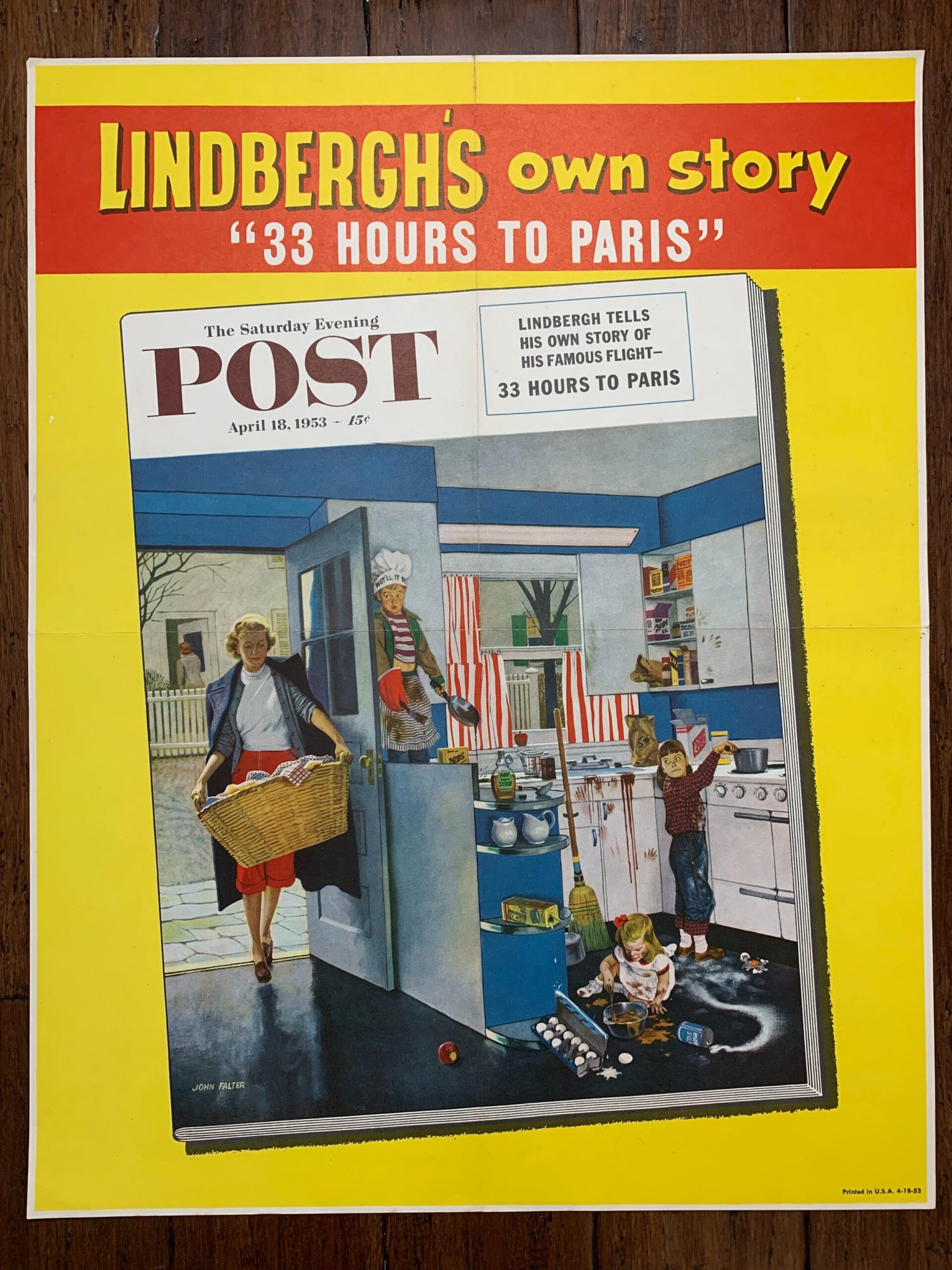 22x28 1953 Newstand Poster Saturday Evening Post - Art By John Falter mother’s Little Helpers