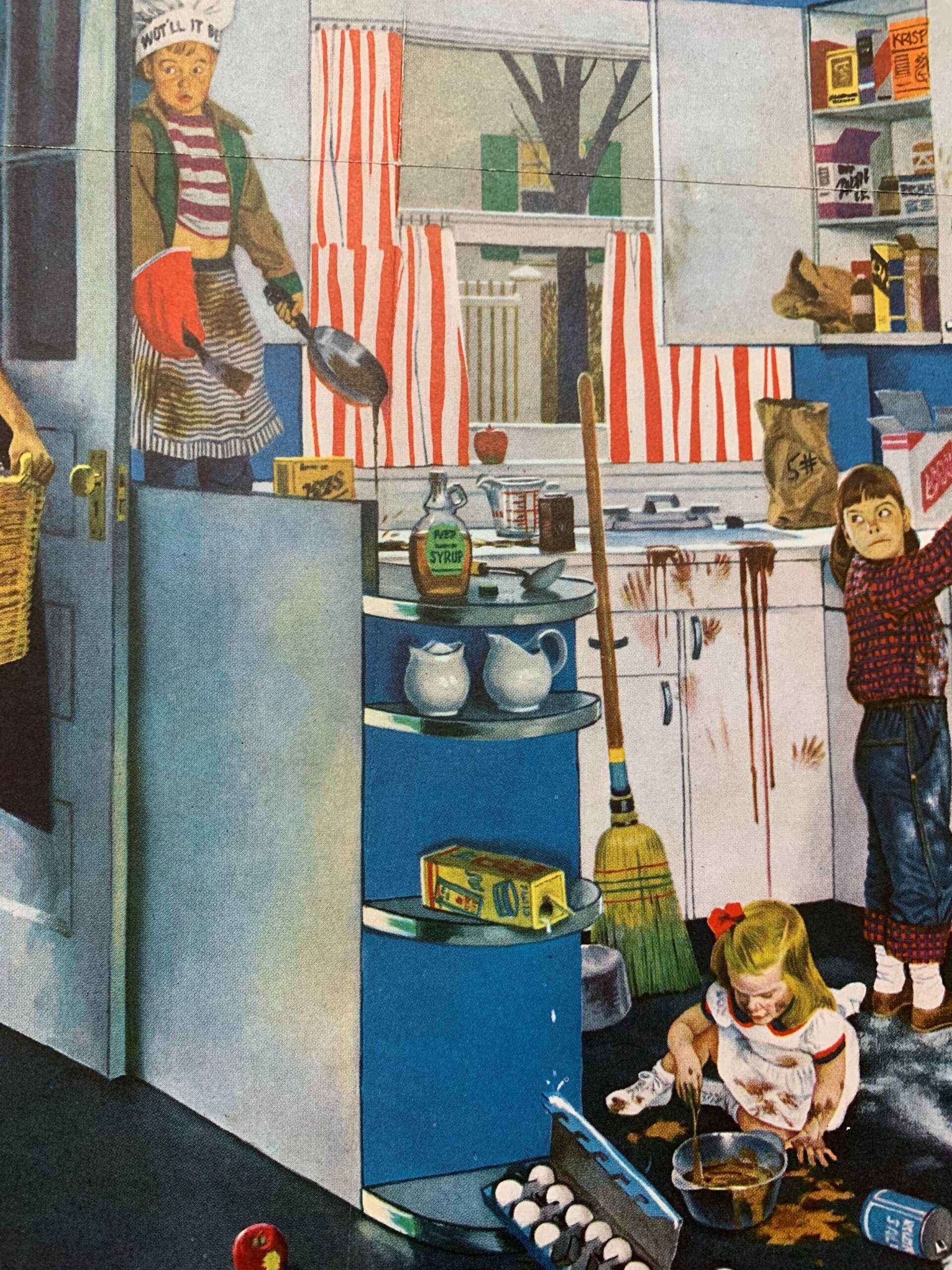 22x28 1953 Newstand Poster Saturday Evening Post - Art By John Falter mother’s Little Helpers - Image 4