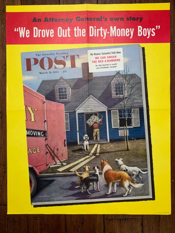 22x28 1953 Newstand Poster Saturday Evening Post - Art By Stevan Dohanos new Dog In Town