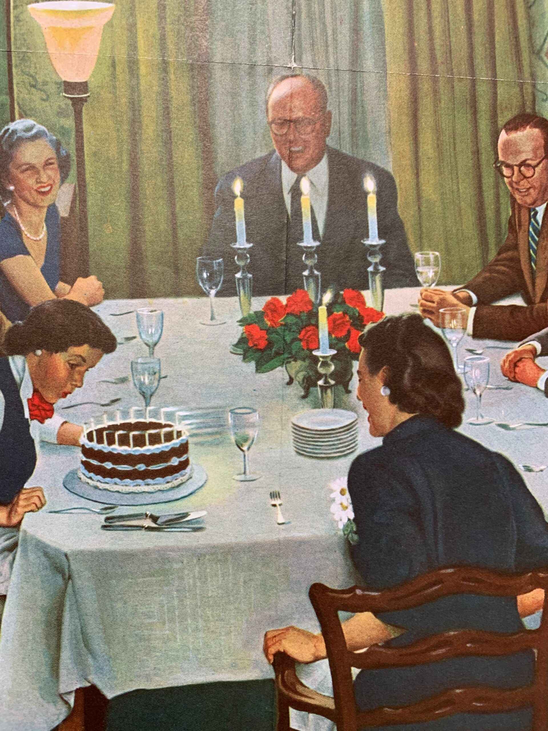 22x28 1952 Newstand Poster Saturday Evening Post - Art By John Falter family Birthday Party - Image 4