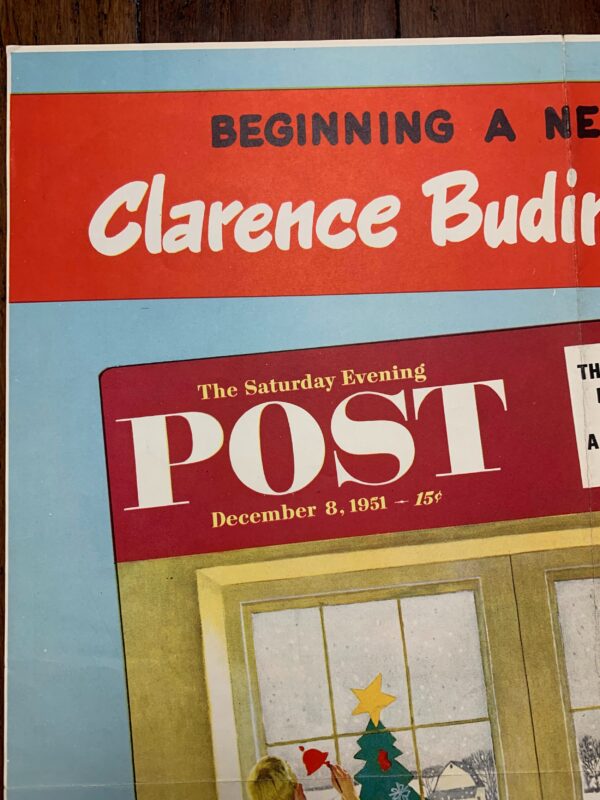 22x28 1951 Newstand Poster Saturday Evening Post - Art By John Falter classroom Christmas - Image 2
