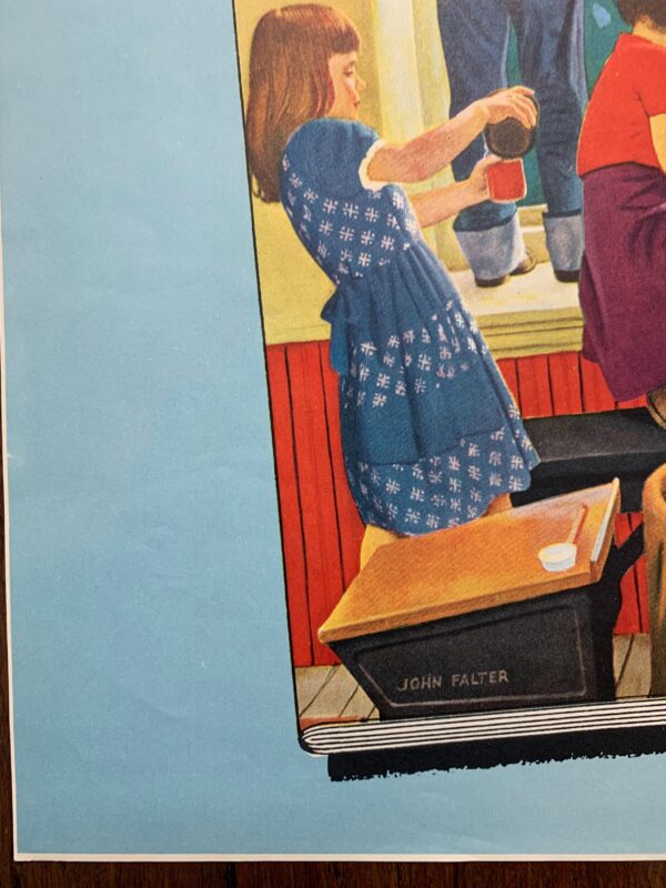 22x28 1951 Newstand Poster Saturday Evening Post - Art By John Falter classroom Christmas - Image 3