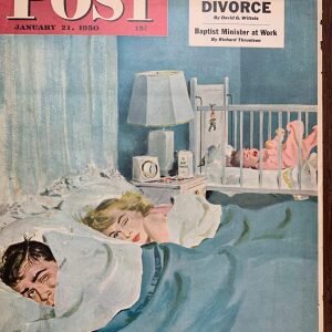 22x281950 Newstand Poster Saturday Evening Post - Art By M. Coburn Whitmore who’s Turn?
