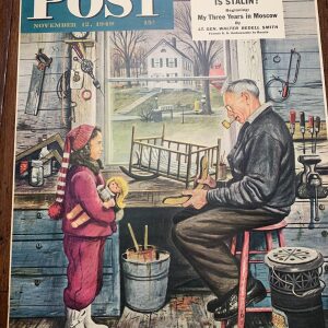 22x28 1949 Newstand Poster Saturday Evening Post - Art By Stevan Dohanos grandpa’s Workshop