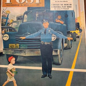 22x28 1949 Newstand Poster Saturday Evening Post - Art By George Hughes traffic Cop