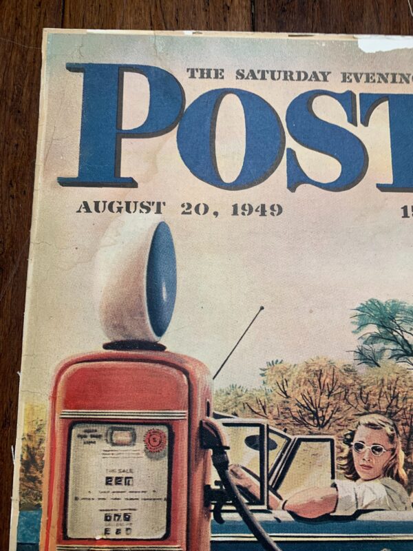 22x28 1949 Newstand Poster Saturday Evening Post - Art By Stevan Dohanos inflating Beach Toy - Image 2