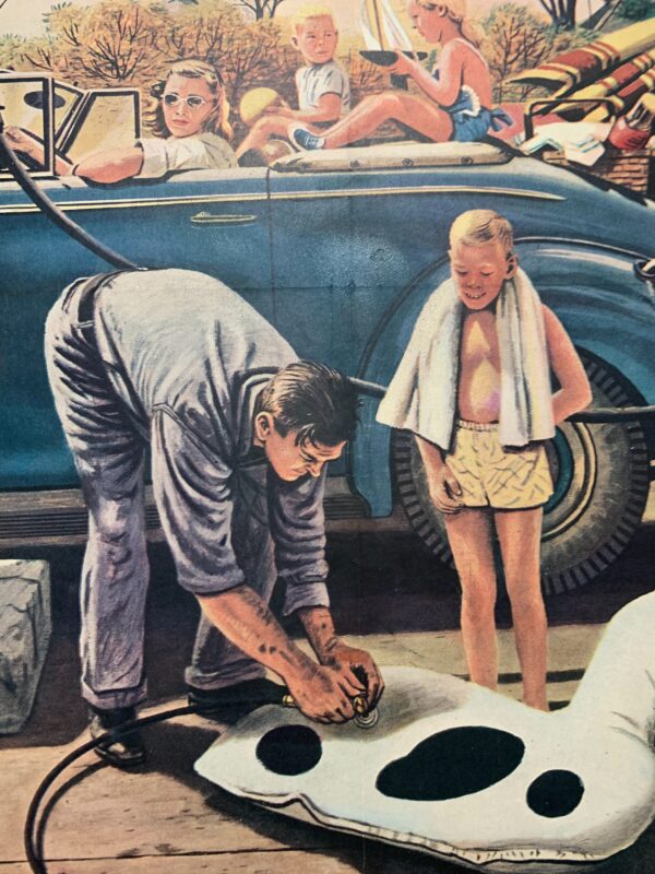 22x28 1949 Newstand Poster Saturday Evening Post - Art By Stevan Dohanos inflating Beach Toy - Image 4