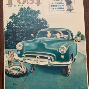 22x28 1949 Newstand Poster Saturday Evening Post - Art By George Hughes flat And Chat