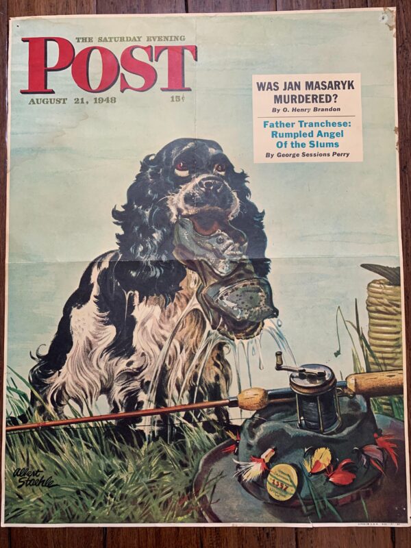 22x28 1948 Newstand Poster Saturday Evening Post - Art By Albert Staehle butch Fishes For A Shoe