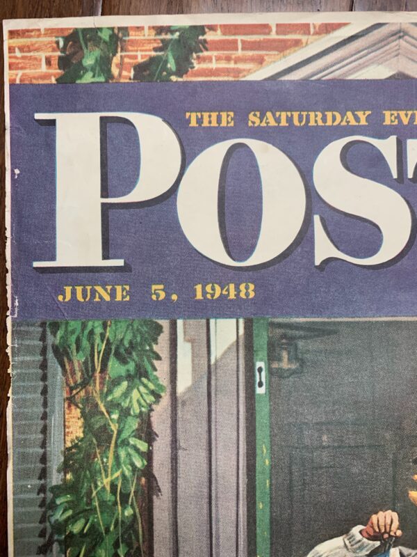 22x28 1948 Newstand Poster Saturday Evening Post - Art By Stevan Dohanos returning Home From College - Image 2
