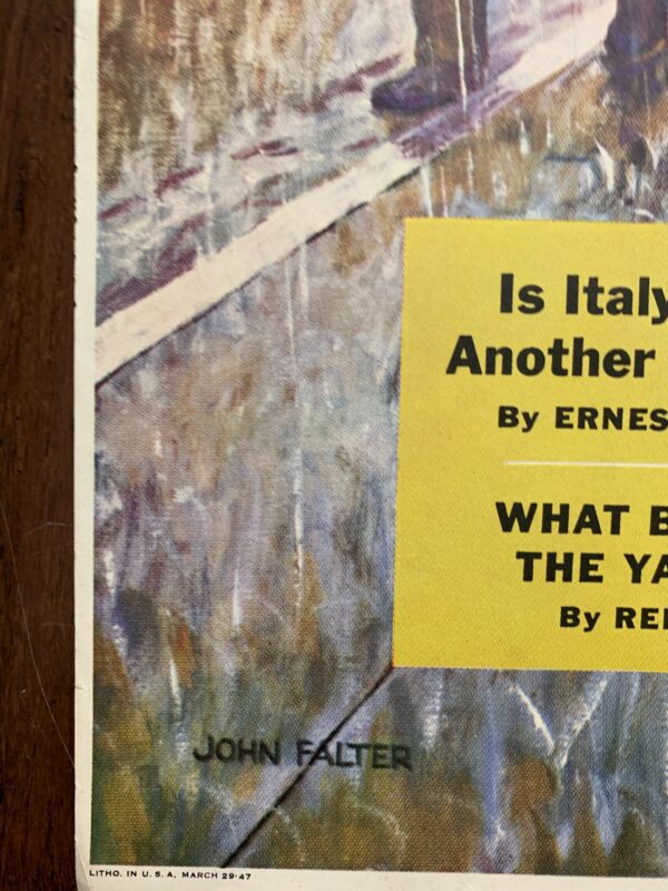 22x28 1947 Newstand Poster Saturday Evening Post - Art By John Falter rainy Wait For A Cab - Image 3