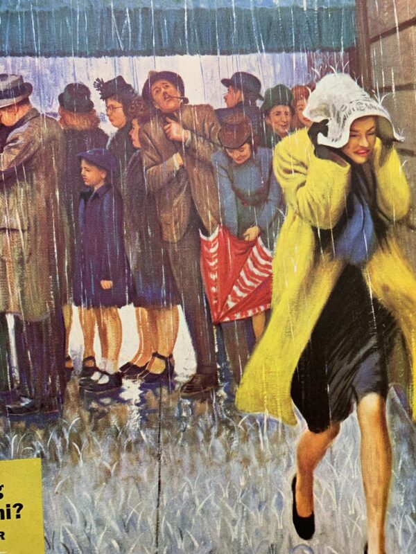 22x28 1947 Newstand Poster Saturday Evening Post - Art By John Falter rainy Wait For A Cab - Image 4