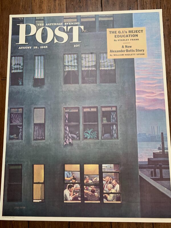 22x28 1945 Newstand Poster Saturday Evening Post - Art By John Falter office Poker Party