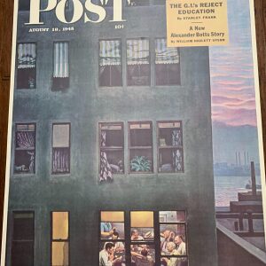 22x28 1945 Newstand Poster Saturday Evening Post - Art By John Falter office Poker Party
