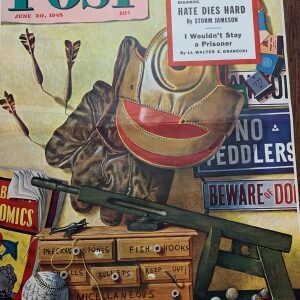 22x28 1945 Newstand Poster Saturday Evening Post - Art By John Atherton still Life Of Boys Toys