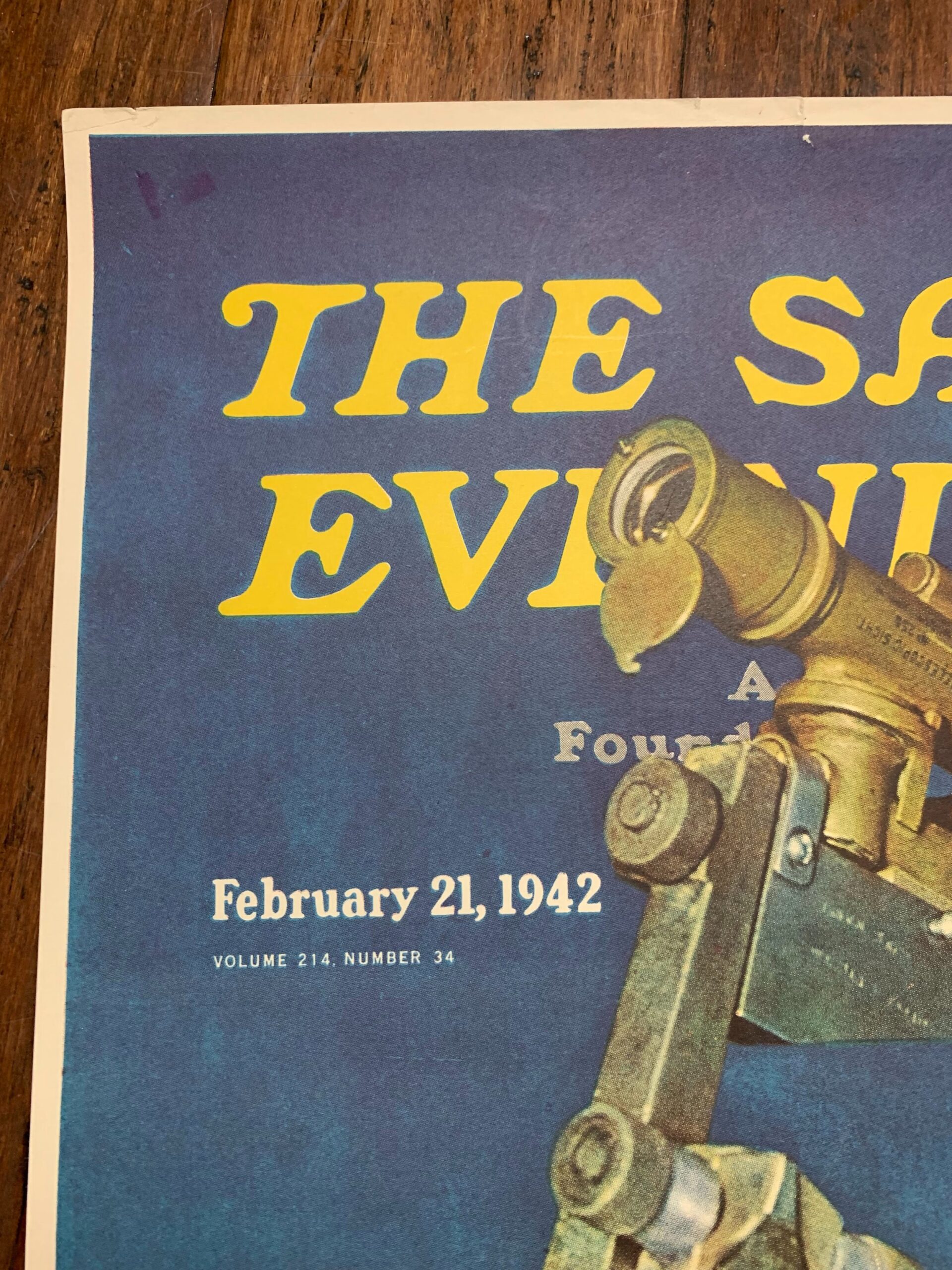 22x28 1942 Newstand Poster Saturday Evening Post - Art By Rudy Arnold soldier Looking Through Rangefinder - Image 2