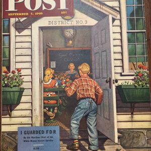 22x28 1946 Newstand Poster Saturday Evening Post - Art By Stevan Dohanos - Card Backed flowers For Teacher