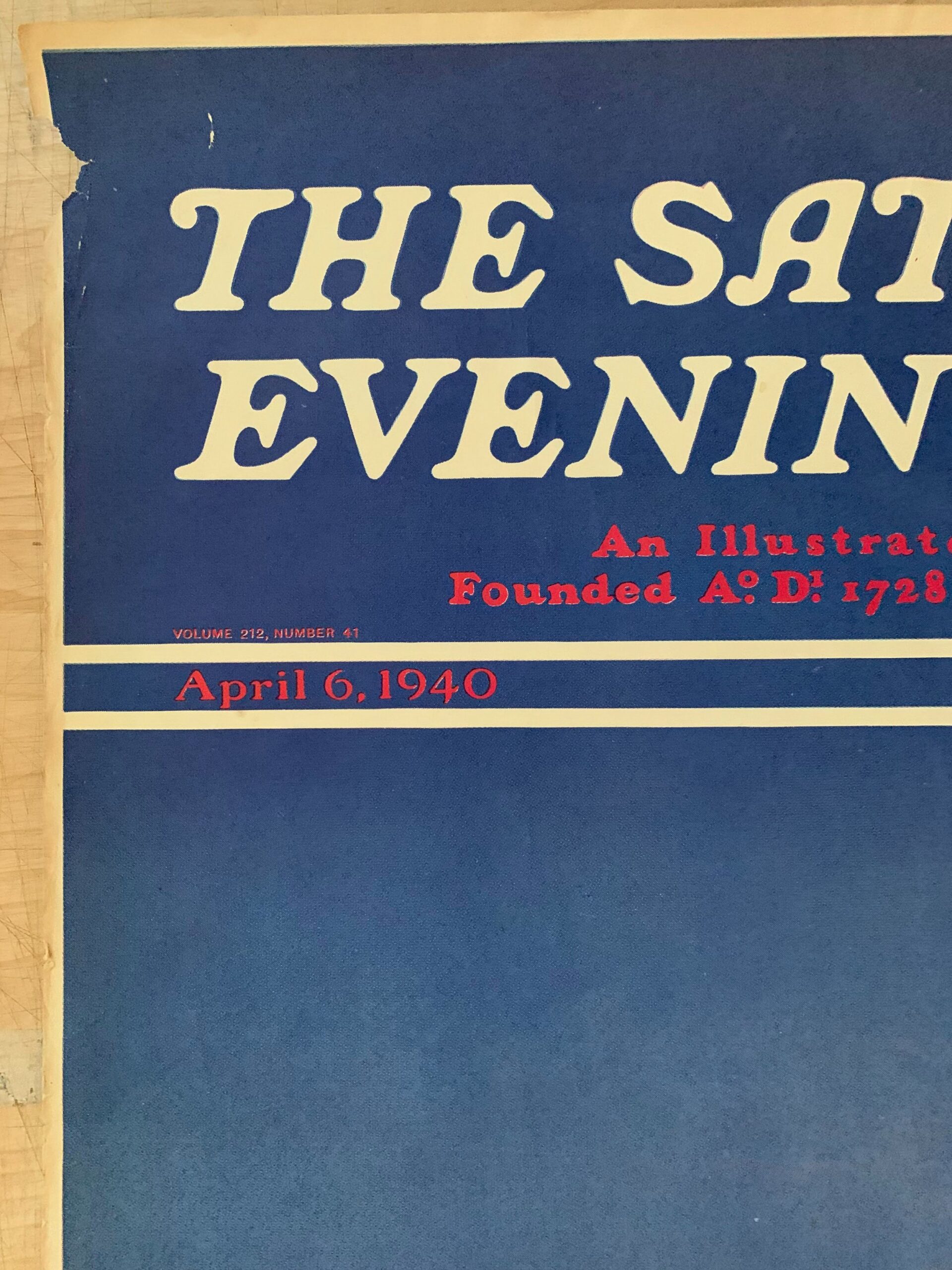 22x28 1940 Newstand Poster Saturday Evening Post - Art By Charles De Soria airplane Takeoff - Image 2