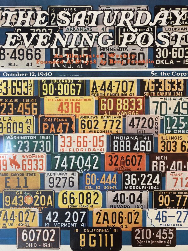 16x19 1939 Newstand Poster Saturday Evening Post - Art By H. Wilson Smith license Plates LB - Image 6