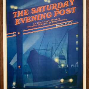 21.75x28 1940 Newstand Poster Saturday Evening Post - Art By Ski Weld nighttime In Port LB