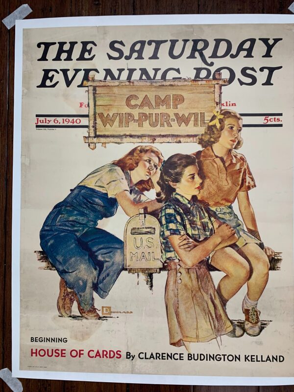 21.625x27.625 1940 Newstand Poster Saturday Evening Post - Art By Douglass Crockwell waiting For Mail LB