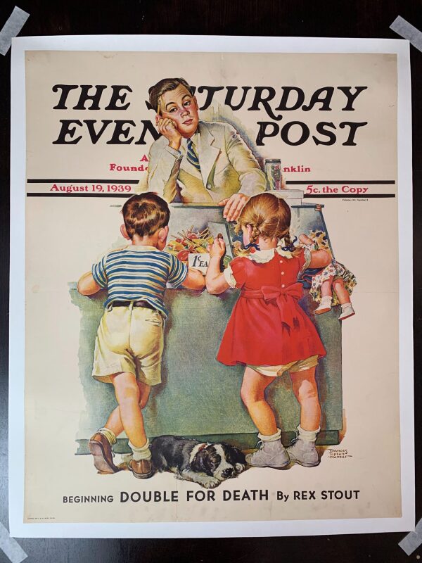 22x27.5 1939 Newstand Poster Saturday Evening Post - Art By Frances Tipton Hunter penny Candy LB