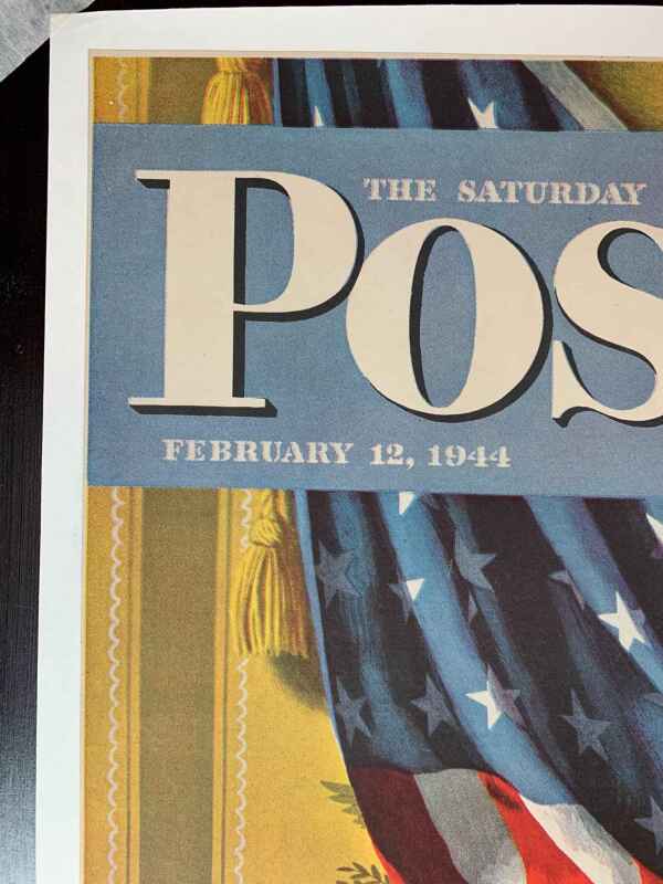 21.75x28 1944 Newstand Poster Saturday Evening Post - Art By John Atherton commemorating Lincoln’s Birthday LB - Image 2