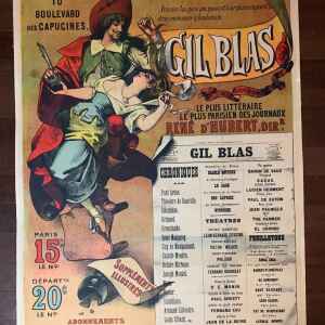 Gil Blas Literary Newspaper (1918) 36.25x49.25 French Advertising Poster LB