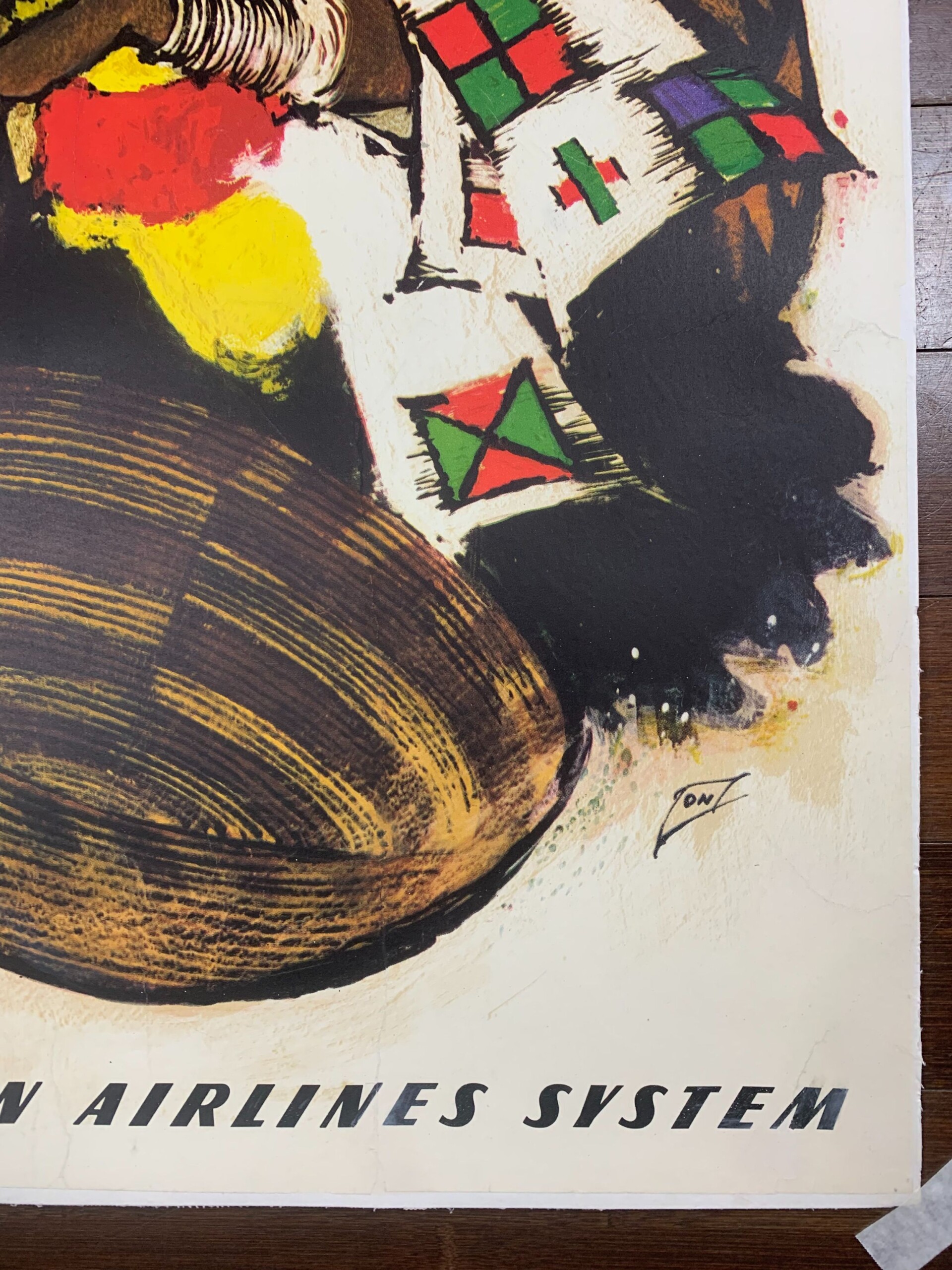 South Africa SAS Airlines - Art by Otto Nielsen (1954) 24.75 x 39.25 Swiss Travel Poster LB - Image 4