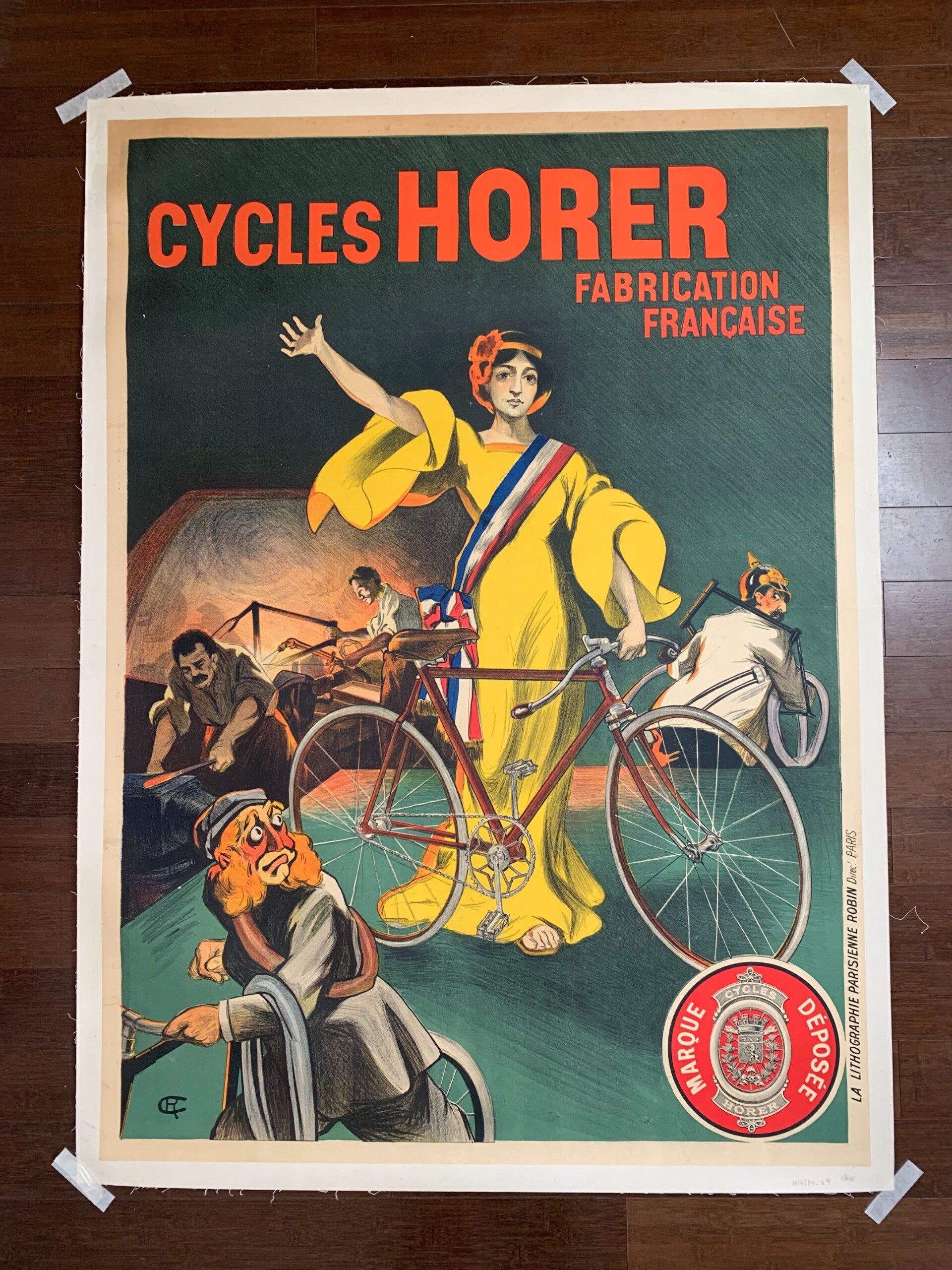 Cycles Horer - Monogram CR (1917) 38x53 French Advertising Poster LB - Image 2