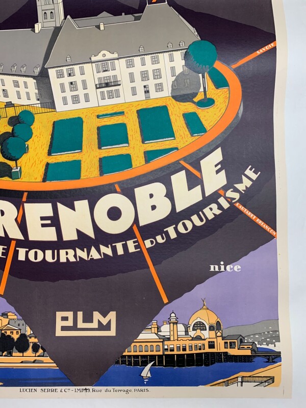 Grenoble PLM Railways - Art Maurice Barbey (1928) 30 x 42 French Litho Travel LB - Image 4