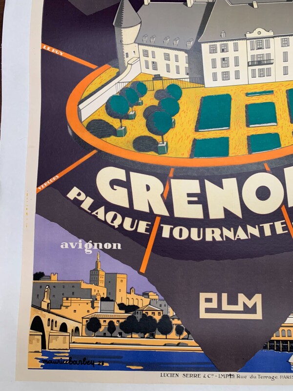 Grenoble PLM Railways - Art Maurice Barbey (1928) 30 x 42 French Litho Travel LB - Image 5