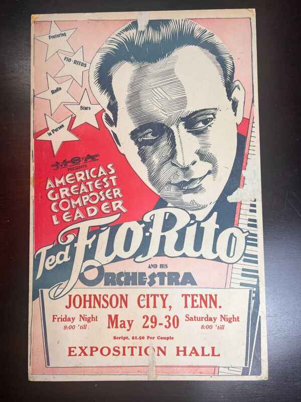 Ted FloRito & Orchestra (1935) US Window Card Music Poster