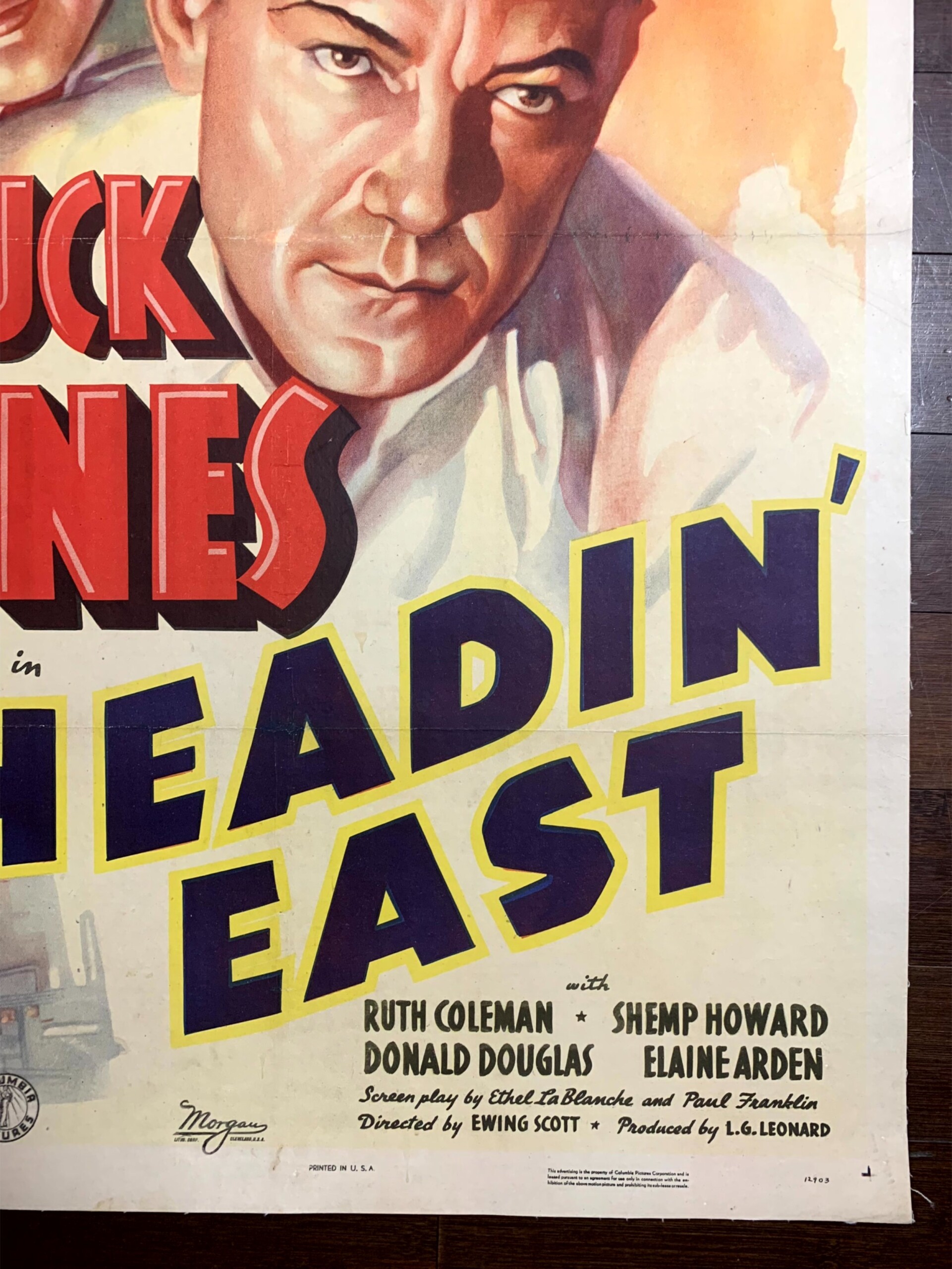Headin' East - Buck Jones, Three Stooges (1937) US One Sheet Movie Poster LB - Image 5