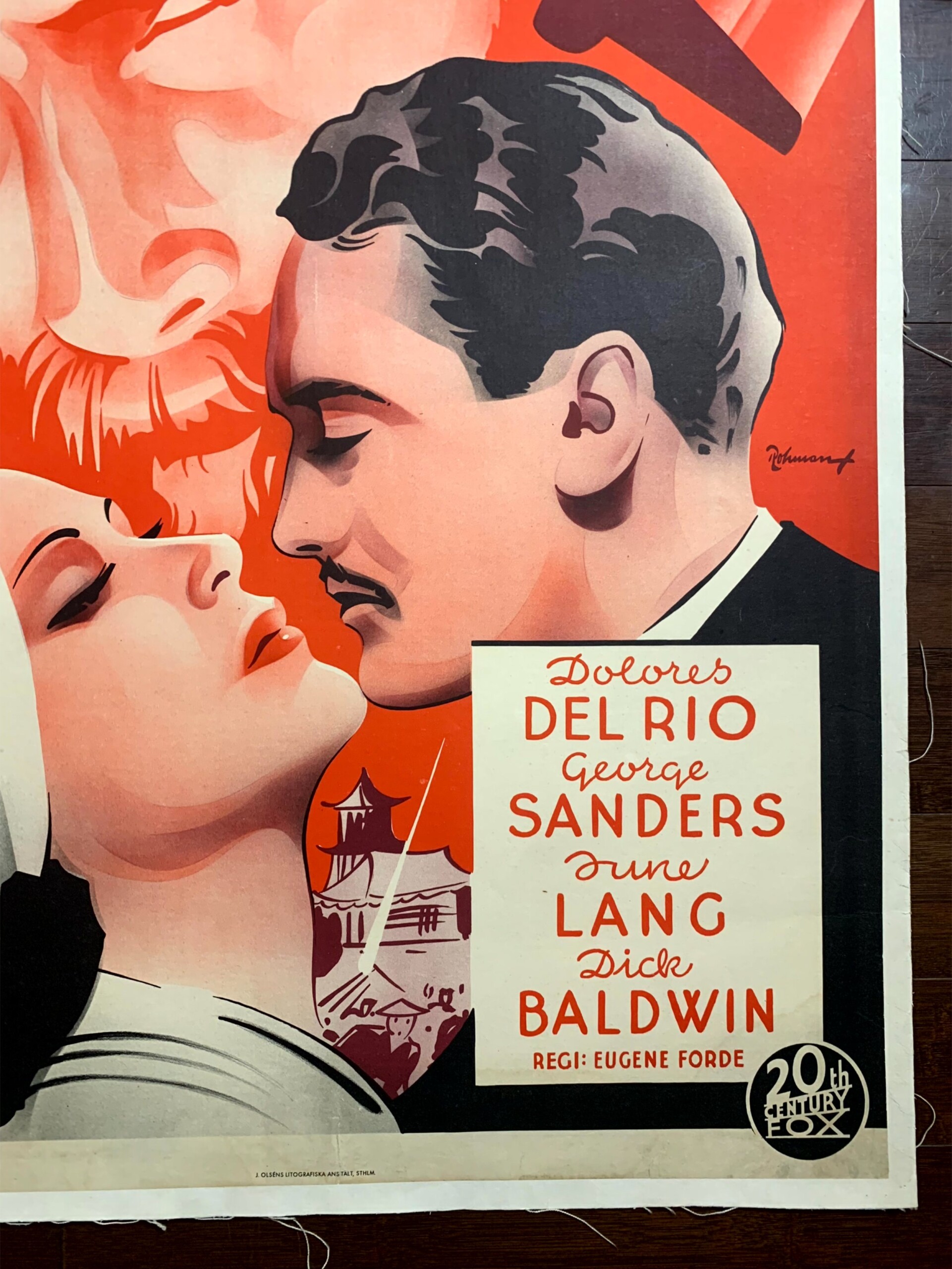 Bomber Over Shanghai - Art by Rohman (1938) Swedish One Sheet Movie Poster LB - Image 4