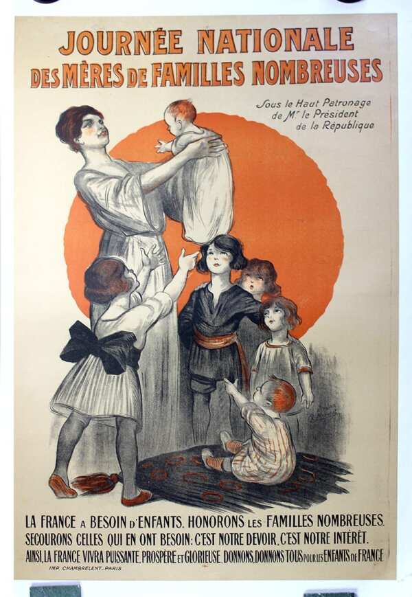 Journée Nationale Des Mères De Familles Nombreuses (1915) 30x44” French War Poster LB - Image 2