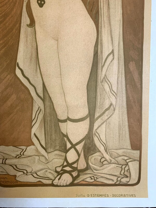 Courtisanes célèbres : Phryné - Art Berthon Great Condition (1899) 14.75x33 French Poster LB - Image 7