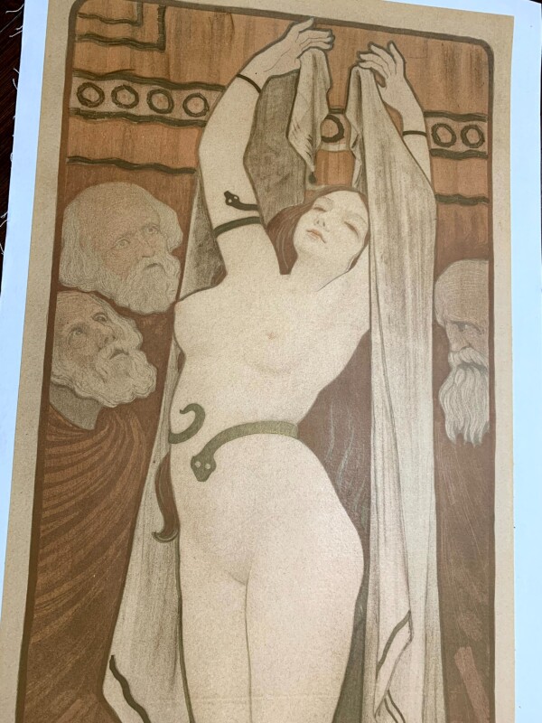 Courtisanes célèbres : Phryné - Art Berthon Great Condition (1899) 14.75x33 French Poster LB - Image 3