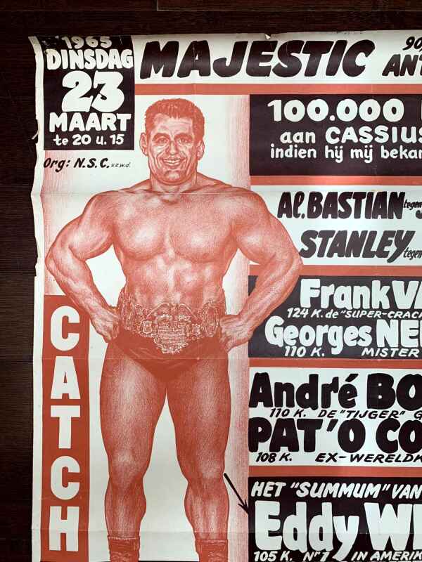 Catch Illustrated - Eddy Wiecz & Cassius Clay (1965) 21.5x26 Belgian Boxing Poster - Image 2